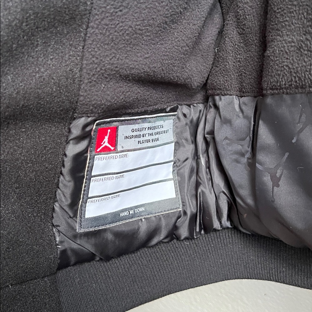 Jordan Black Jacket with Red Logo and Leather Sleeves - Picture 8 of 10